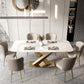 Metal Traditional Luxury Rectangle Table White Sintered Stone Table with Pedestal Clearhalo ' dining_table' 'Dining Tables & Seating' 'Dining Tables' 'furn' 'furn_dining_table' 'Furniture' 'furniture_dining_table' 'Kitchen & Dining Furniture' 'kitchen&dining_furn' 'kitchen' 'kitchen_dining_table' 4288285