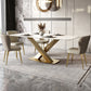 Metal Traditional Luxury Rectangle Table White Sintered Stone Table with Pedestal Clearhalo ' dining_table' 'Dining Tables & Seating' 'Dining Tables' 'furn' 'furn_dining_table' 'Furniture' 'furniture_dining_table' 'Kitchen & Dining Furniture' 'kitchen&dining_furn' 'kitchen' 'kitchen_dining_table' 4288291