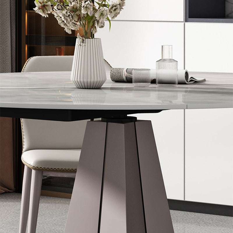 Traditional Luxury Dining Table Round Sintered Stone Pedestal Dining Table for Home Clearhalo ' dining_table' 'Dining Tables & Seating' 'Dining Tables' 'furn' 'furn_dining_table' 'Furniture' 'furniture_dining_table' 'Kitchen & Dining Furniture' 'kitchen&dining_furn' 'kitchen' 'kitchen_dining_table' 4288329