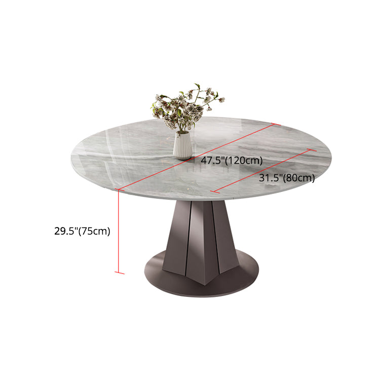 Traditional Luxury Dining Table Round Sintered Stone Pedestal Dining Table for Home Clearhalo ' dining_table' 'Dining Tables & Seating' 'Dining Tables' 'furn' 'furn_dining_table' 'Furniture' 'furniture_dining_table' 'Kitchen & Dining Furniture' 'kitchen&dining_furn' 'kitchen' 'kitchen_dining_table' 4288331