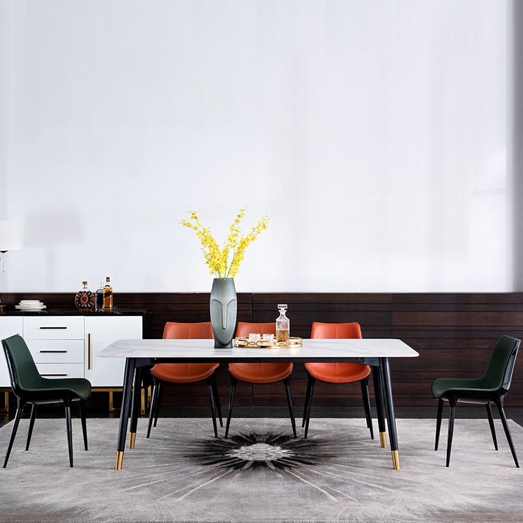 Wood Industrial Rectangular Dining Table Sintered Stone Table with 4 Black Legs Clearhalo ' dining_table' 'Dining Tables & Seating' 'Dining Tables' 'furn' 'furn_dining_table' 'Furniture' 'furniture_dining_table' 'Kitchen & Dining Furniture' 'kitchen&dining_furn' 'kitchen' 'kitchen_dining_table' 4288336
