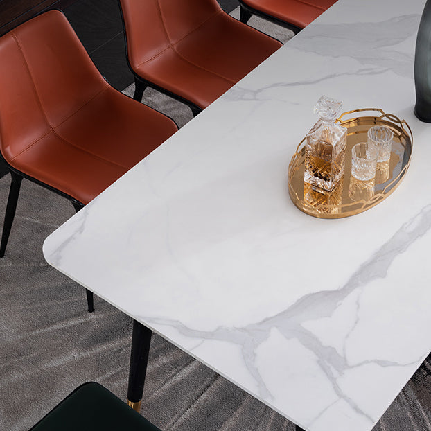 Wood Industrial Rectangular Dining Table Sintered Stone Table with 4 Black Legs Clearhalo ' dining_table' 'Dining Tables & Seating' 'Dining Tables' 'furn' 'furn_dining_table' 'Furniture' 'furniture_dining_table' 'Kitchen & Dining Furniture' 'kitchen&dining_furn' 'kitchen' 'kitchen_dining_table' 4288338