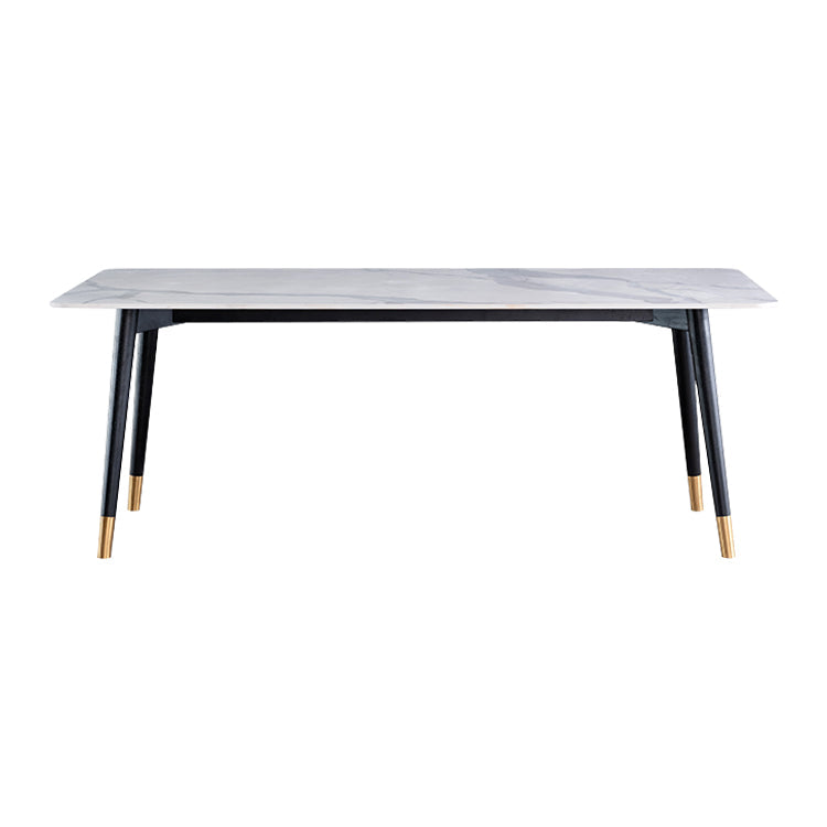 Wood Industrial Rectangular Dining Table Sintered Stone Table with 4 Black Legs Without Chairs Clearhalo ' dining_table' 'Dining Tables & Seating' 'Dining Tables' 'furn' 'furn_dining_table' 'Furniture' 'furniture_dining_table' 'Kitchen & Dining Furniture' 'kitchen&dining_furn' 'kitchen' 'kitchen_dining_table' 4288339