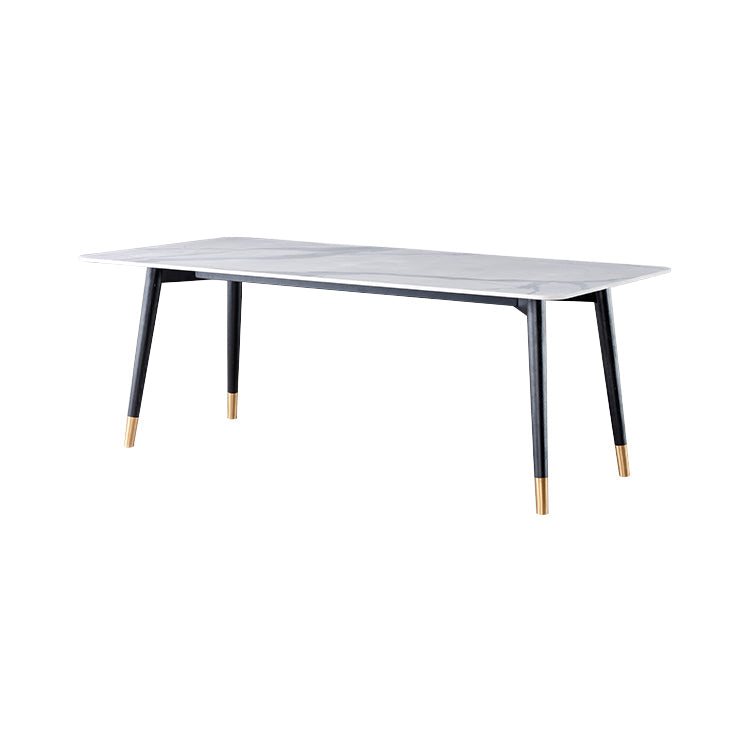 Wood Industrial Rectangular Dining Table Sintered Stone Table with 4 Black Legs Clearhalo ' dining_table' 'Dining Tables & Seating' 'Dining Tables' 'furn' 'furn_dining_table' 'Furniture' 'furniture_dining_table' 'Kitchen & Dining Furniture' 'kitchen&dining_furn' 'kitchen' 'kitchen_dining_table' 4288344