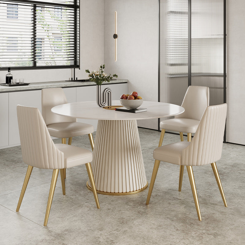 Round Stone Dining Table Luxury Style Pedestal Casual Furniture for Home Clearhalo ' dining_table' 'Dining Tables & Seating' 'Dining Tables' 'furn' 'furn_dining_table' 'Furniture' 'furniture_dining_table' 'Kitchen & Dining Furniture' 'kitchen&dining_furn' 'kitchen' 'kitchen_dining_table' 4288350
