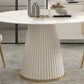Round Stone Dining Table Luxury Style Pedestal Casual Furniture for Home Clearhalo ' dining_table' 'Dining Tables & Seating' 'Dining Tables' 'furn' 'furn_dining_table' 'Furniture' 'furniture_dining_table' 'Kitchen & Dining Furniture' 'kitchen&dining_furn' 'kitchen' 'kitchen_dining_table' 4288355