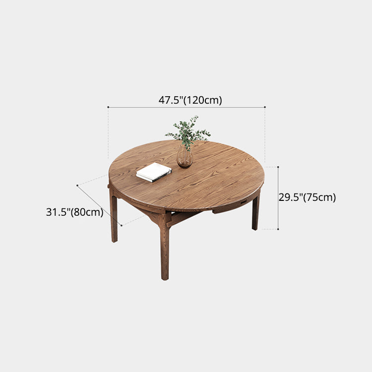 Extendable Ash Wood Dining Table for Restaurant Modern Brown Round Table with 4 Legs Clearhalo ' dining_table' 'Dining Tables & Seating' 'Dining Tables' 'furn' 'furn_dining_table' 'Furniture' 'furniture_dining_table' 'Kitchen & Dining Furniture' 'kitchen&dining_furn' 'kitchen' 'kitchen_dining_table' 4288369