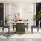 Metal Traditional Luxury Rectangle Table High Gloss White Sintered Stone Table with Pedestal Clearhalo ' dining_table' 'Dining Tables & Seating' 'Dining Tables' 'furn' 'furn_dining_table' 'Furniture' 'furniture_dining_table' 'Kitchen & Dining Furniture' 'kitchen&dining_furn' 'kitchen' 'kitchen_dining_table' 4288372