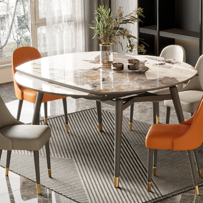 Traditional Luxury Dining Table Round Sintered Stone 4 Legs Dining Table with Wooden Base Clearhalo ' dining_table' 'Dining Tables & Seating' 'Dining Tables' 'furn' 'furn_dining_table' 'Furniture' 'furniture_dining_table' 'Kitchen & Dining Furniture' 'kitchen&dining_furn' 'kitchen' 'kitchen_dining_table' 4288385