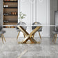 Metal Traditional Luxury Rectangle Table White Sintered Stone Table for Dining Room Clearhalo ' dining_table' 'Dining Tables & Seating' 'Dining Tables' 'furn' 'furn_dining_table' 'Furniture' 'furniture_dining_table' 'Kitchen & Dining Furniture' 'kitchen&dining_furn' 'kitchen' 'kitchen_dining_table' 4288395