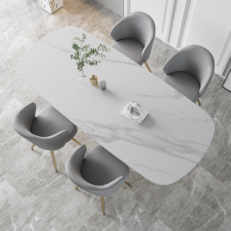 Metal Traditional Luxury Rectangle Table White Sintered Stone Table for Dining Room Clearhalo ' dining_table' 'Dining Tables & Seating' 'Dining Tables' 'furn' 'furn_dining_table' 'Furniture' 'furniture_dining_table' 'Kitchen & Dining Furniture' 'kitchen&dining_furn' 'kitchen' 'kitchen_dining_table' 4288397