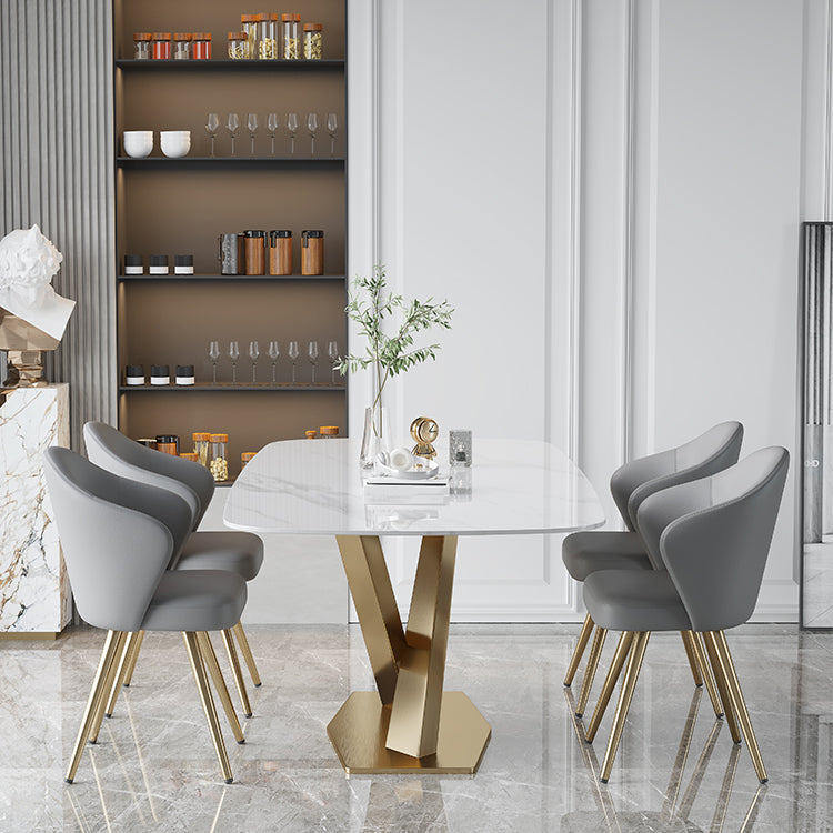 Metal Traditional Luxury Rectangle Table White Sintered Stone Table for Dining Room Clearhalo ' dining_table' 'Dining Tables & Seating' 'Dining Tables' 'furn' 'furn_dining_table' 'Furniture' 'furniture_dining_table' 'Kitchen & Dining Furniture' 'kitchen&dining_furn' 'kitchen' 'kitchen_dining_table' 4288398