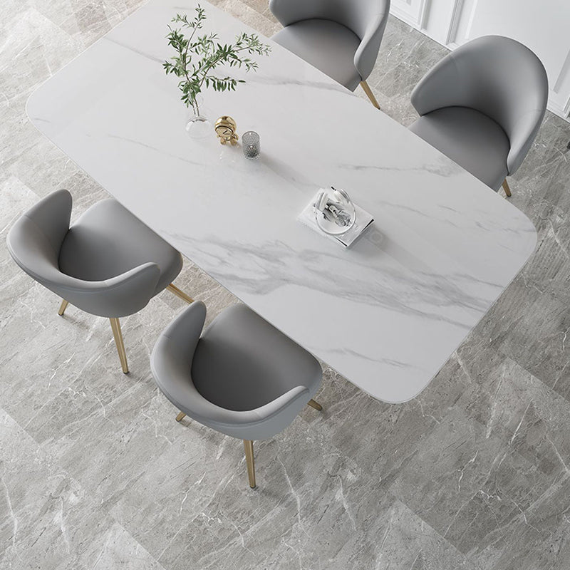 Metal Traditional Luxury Rectangle Table White Sintered Stone Table for Dining Room Clearhalo ' dining_table' 'Dining Tables & Seating' 'Dining Tables' 'furn' 'furn_dining_table' 'Furniture' 'furniture_dining_table' 'Kitchen & Dining Furniture' 'kitchen&dining_furn' 'kitchen' 'kitchen_dining_table' 4288400