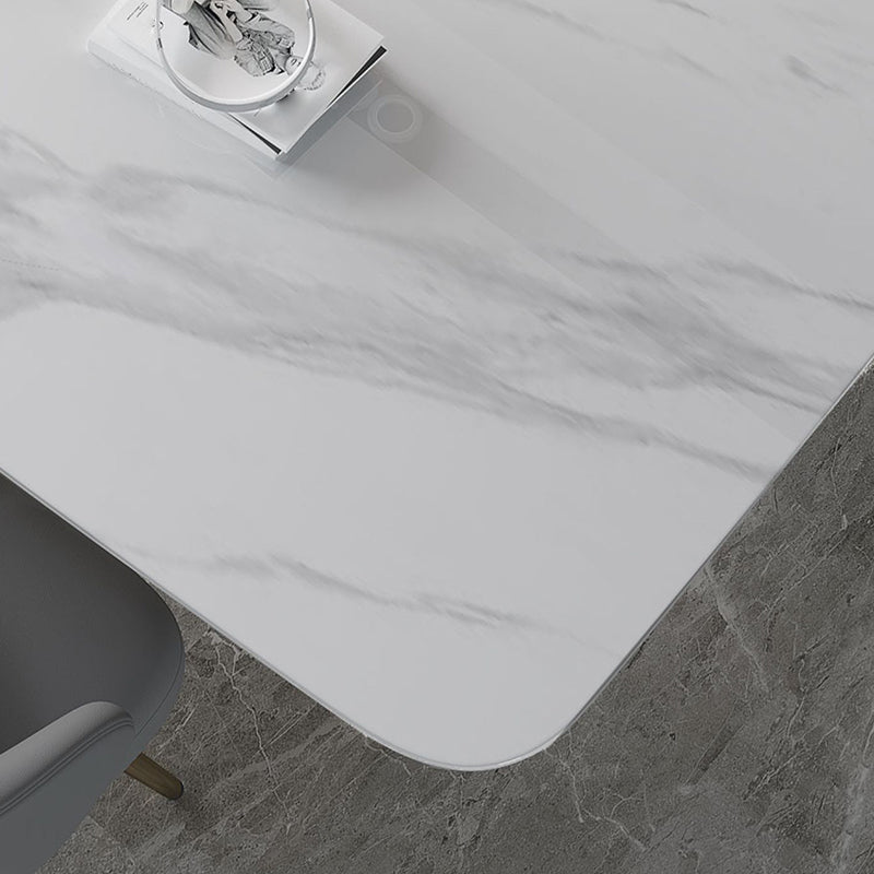 Metal Traditional Luxury Rectangle Table White Sintered Stone Table for Dining Room Clearhalo ' dining_table' 'Dining Tables & Seating' 'Dining Tables' 'furn' 'furn_dining_table' 'Furniture' 'furniture_dining_table' 'Kitchen & Dining Furniture' 'kitchen&dining_furn' 'kitchen' 'kitchen_dining_table' 4288401