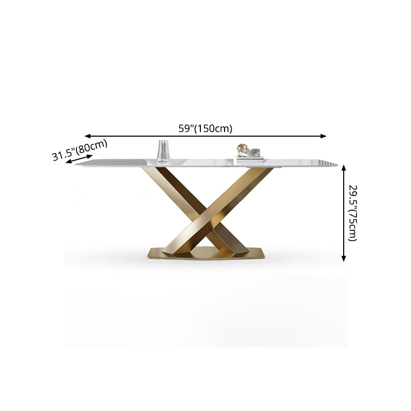 Metal Traditional Luxury Rectangle Table White Sintered Stone Table for Dining Room Clearhalo ' dining_table' 'Dining Tables & Seating' 'Dining Tables' 'furn' 'furn_dining_table' 'Furniture' 'furniture_dining_table' 'Kitchen & Dining Furniture' 'kitchen&dining_furn' 'kitchen' 'kitchen_dining_table' 4288408
