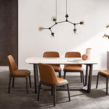 Industrial Sintered Stone Table for Restaurant Rectangle Dining Table with wooden Trestle Base Clearhalo ' dining_table' 'Dining Tables & Seating' 'Dining Tables' 'furn' 'furn_dining_table' 'Furniture' 'furniture_dining_table' 'Kitchen & Dining Furniture' 'kitchen&dining_furn' 'kitchen' 'kitchen_dining_table' 4288410