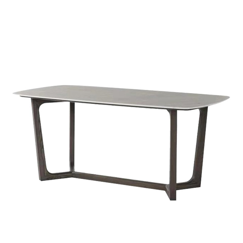 Industrial Sintered Stone Table for Restaurant Rectangle Dining Table with wooden Trestle Base Without Chairs Clearhalo ' dining_table' 'Dining Tables & Seating' 'Dining Tables' 'furn' 'furn_dining_table' 'Furniture' 'furniture_dining_table' 'Kitchen & Dining Furniture' 'kitchen&dining_furn' 'kitchen' 'kitchen_dining_table' 4288413