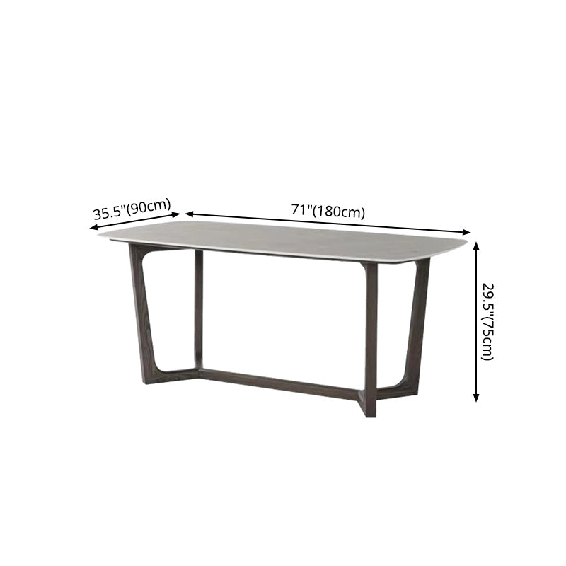 Industrial Sintered Stone Table for Restaurant Rectangle Dining Table with wooden Trestle Base Clearhalo ' dining_table' 'Dining Tables & Seating' 'Dining Tables' 'furn' 'furn_dining_table' 'Furniture' 'furniture_dining_table' 'Kitchen & Dining Furniture' 'kitchen&dining_furn' 'kitchen' 'kitchen_dining_table' 4288422