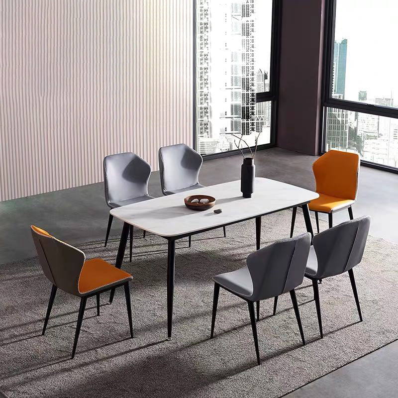 Metal Industrial Rectangle Dining Table Sintered Stone Table for Kitchen Clearhalo ' dining_table' 'Dining Tables & Seating' 'Dining Tables' 'furn' 'furn_dining_table' 'Furniture' 'furniture_dining_table' 'Kitchen & Dining Furniture' 'kitchen&dining_furn' 'kitchen' 'kitchen_dining_table' 4288425