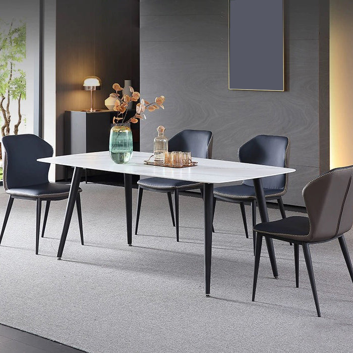 Metal Industrial Rectangle Dining Table Sintered Stone Table for Kitchen Clearhalo ' dining_table' 'Dining Tables & Seating' 'Dining Tables' 'furn' 'furn_dining_table' 'Furniture' 'furniture_dining_table' 'Kitchen & Dining Furniture' 'kitchen&dining_furn' 'kitchen' 'kitchen_dining_table' 4288430