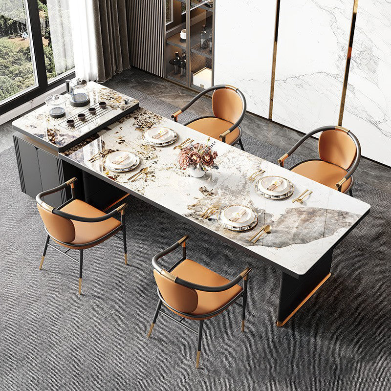 Modern Rectangle Dining Table Sintered Stone Dining Table without Cabinet for Kitchen Clearhalo ' dining_table' 'Dining Tables & Seating' 'Dining Tables' 'furn' 'furn_dining_table' 'Furniture' 'furniture_dining_table' 'Kitchen & Dining Furniture' 'kitchen&dining_furn' 'kitchen' 'kitchen_dining_table' 4288437