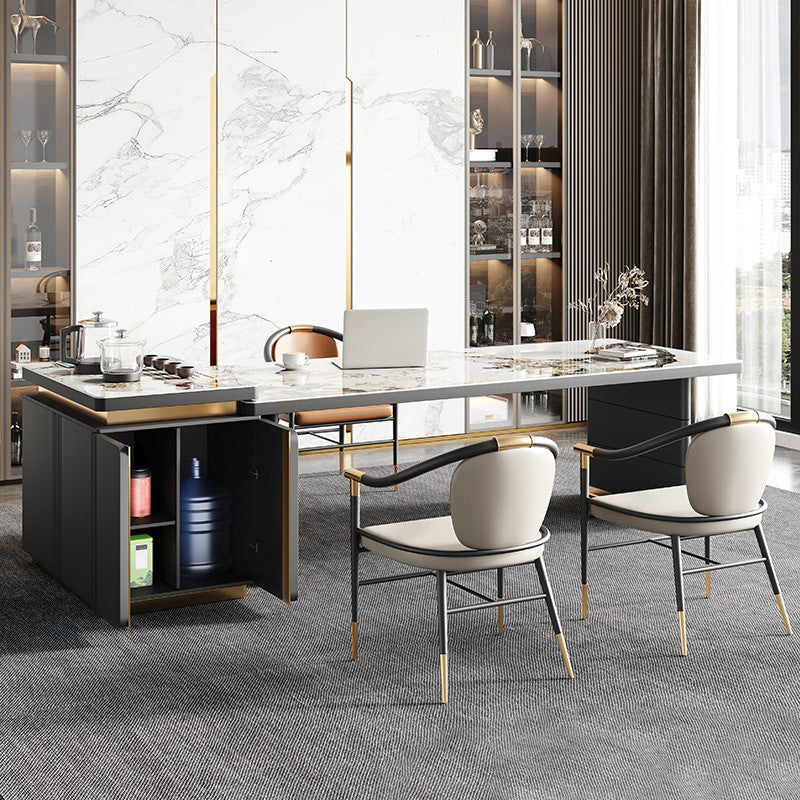 Modern Rectangle Dining Table Sintered Stone Dining Table without Cabinet for Kitchen Clearhalo ' dining_table' 'Dining Tables & Seating' 'Dining Tables' 'furn' 'furn_dining_table' 'Furniture' 'furniture_dining_table' 'Kitchen & Dining Furniture' 'kitchen&dining_furn' 'kitchen' 'kitchen_dining_table' 4288439