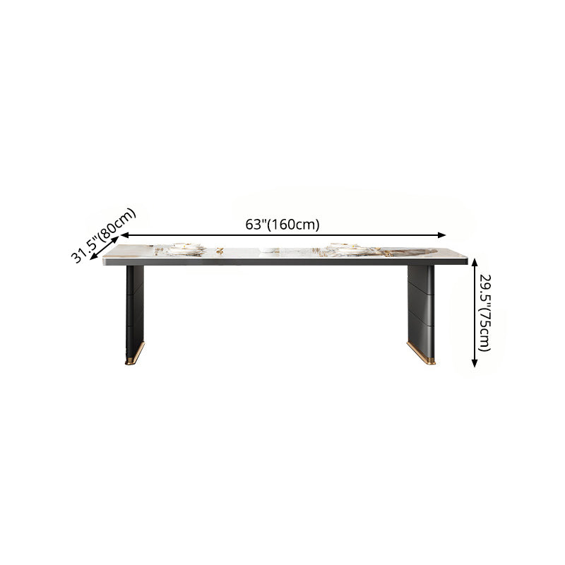 Modern Rectangle Dining Table Sintered Stone Dining Table without Cabinet for Kitchen Clearhalo ' dining_table' 'Dining Tables & Seating' 'Dining Tables' 'furn' 'furn_dining_table' 'Furniture' 'furniture_dining_table' 'Kitchen & Dining Furniture' 'kitchen&dining_furn' 'kitchen' 'kitchen_dining_table' 4288445