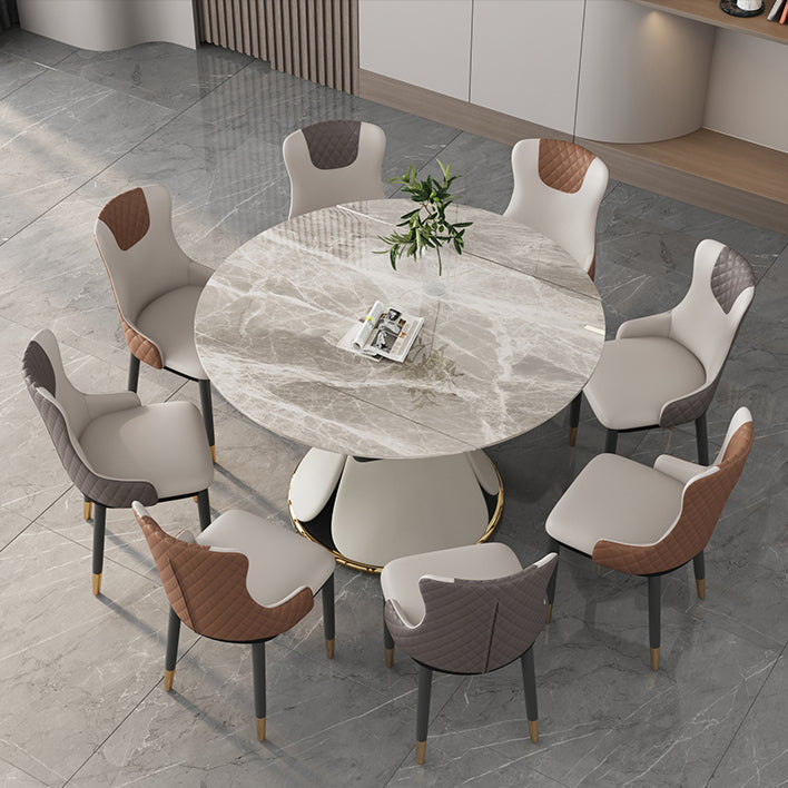 53'' Luxury Sintered Stone Dining Table Extendable Rectangle Table with Metal Pedestal Clearhalo ' dining_table' 'Dining Tables & Seating' 'Dining Tables' 'furn' 'furn_dining_table' 'Furniture' 'furniture_dining_table' 'Kitchen & Dining Furniture' 'kitchen&dining_furn' 'kitchen' 'kitchen_dining_table' 4288450