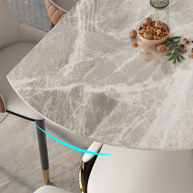 53'' Luxury Sintered Stone Dining Table Extendable Rectangle Table with Metal Pedestal Clearhalo ' dining_table' 'Dining Tables & Seating' 'Dining Tables' 'furn' 'furn_dining_table' 'Furniture' 'furniture_dining_table' 'Kitchen & Dining Furniture' 'kitchen&dining_furn' 'kitchen' 'kitchen_dining_table' 4288454