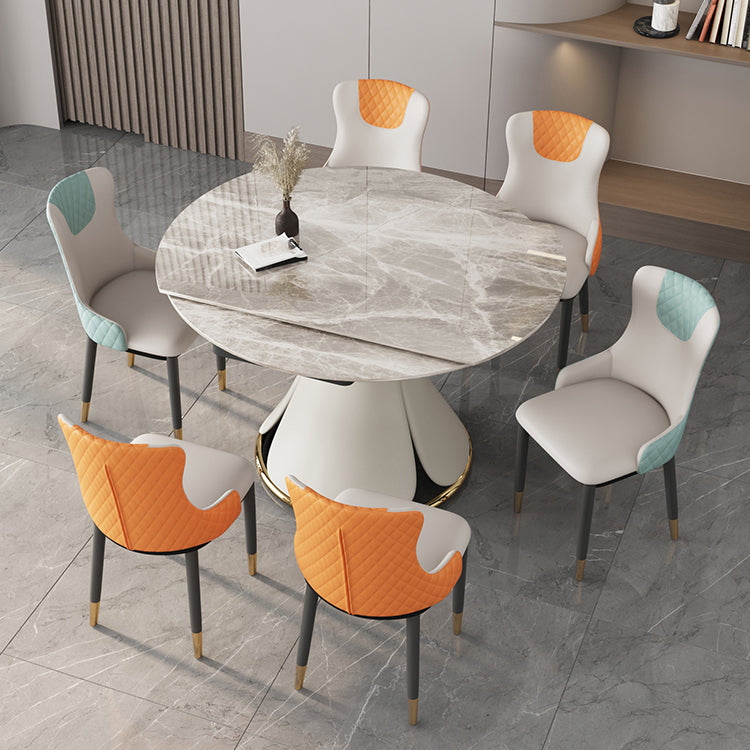 53'' Luxury Sintered Stone Dining Table Extendable Rectangle Table with Metal Pedestal Clearhalo ' dining_table' 'Dining Tables & Seating' 'Dining Tables' 'furn' 'furn_dining_table' 'Furniture' 'furniture_dining_table' 'Kitchen & Dining Furniture' 'kitchen&dining_furn' 'kitchen' 'kitchen_dining_table' 4288456