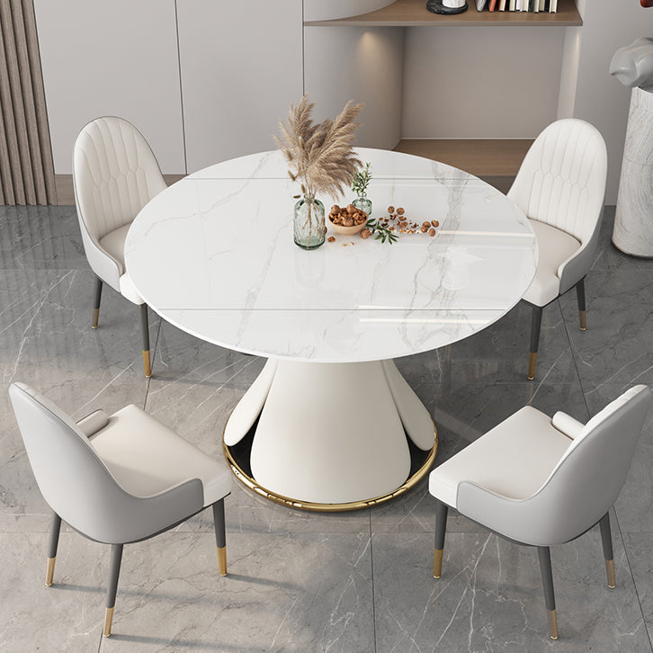53'' Luxury Sintered Stone Dining Table Extendable Rectangle Table with Metal Pedestal Clearhalo ' dining_table' 'Dining Tables & Seating' 'Dining Tables' 'furn' 'furn_dining_table' 'Furniture' 'furniture_dining_table' 'Kitchen & Dining Furniture' 'kitchen&dining_furn' 'kitchen' 'kitchen_dining_table' 4288460