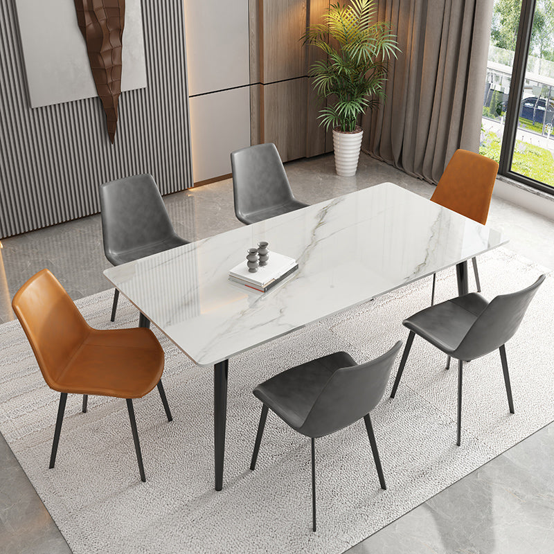 Metal Industrial Rectangle Dining Table White Sintered Stone Table for Kitchen and Dining Room Clearhalo ' dining_table' 'Dining Tables & Seating' 'Dining Tables' 'furn' 'furn_dining_table' 'Furniture' 'furniture_dining_table' 'Kitchen & Dining Furniture' 'kitchen&dining_furn' 'kitchen' 'kitchen_dining_table' 4288463