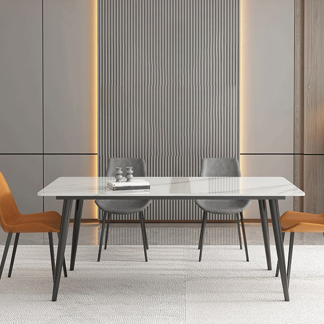 Metal Industrial Rectangle Dining Table White Sintered Stone Table for Kitchen and Dining Room Clearhalo ' dining_table' 'Dining Tables & Seating' 'Dining Tables' 'furn' 'furn_dining_table' 'Furniture' 'furniture_dining_table' 'Kitchen & Dining Furniture' 'kitchen&dining_furn' 'kitchen' 'kitchen_dining_table' 4288465