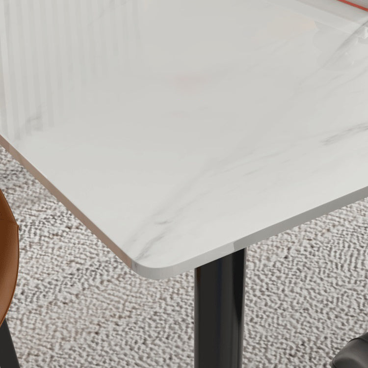 Metal Industrial Rectangle Dining Table White Sintered Stone Table for Kitchen and Dining Room Clearhalo ' dining_table' 'Dining Tables & Seating' 'Dining Tables' 'furn' 'furn_dining_table' 'Furniture' 'furniture_dining_table' 'Kitchen & Dining Furniture' 'kitchen&dining_furn' 'kitchen' 'kitchen_dining_table' 4288469