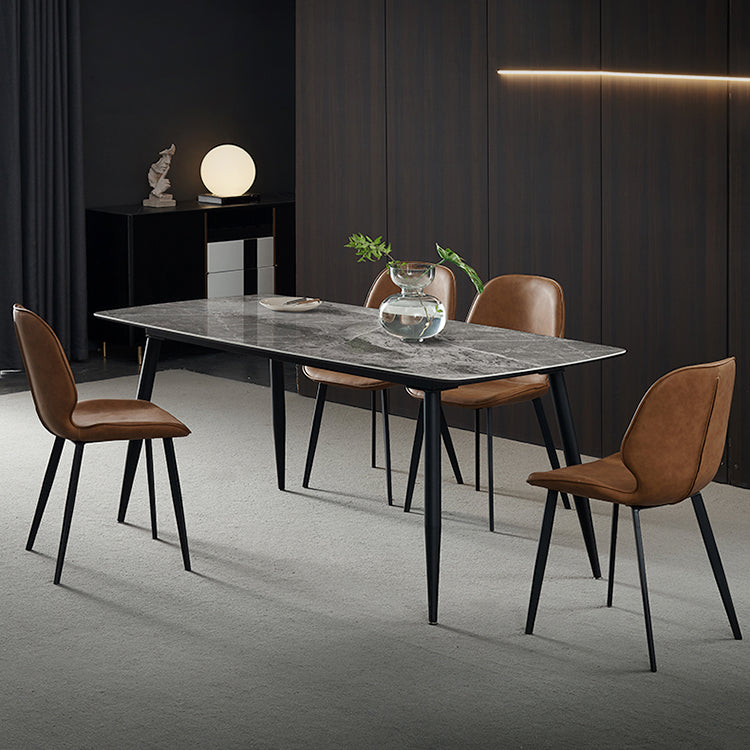 Metal Industrial Rectangle Dining Table Grey Sintered Stone Table with 4 Legs Clearhalo ' dining_table' 'Dining Tables & Seating' 'Dining Tables' 'furn' 'furn_dining_table' 'Furniture' 'furniture_dining_table' 'Kitchen & Dining Furniture' 'kitchen&dining_furn' 'kitchen' 'kitchen_dining_table' 4288475