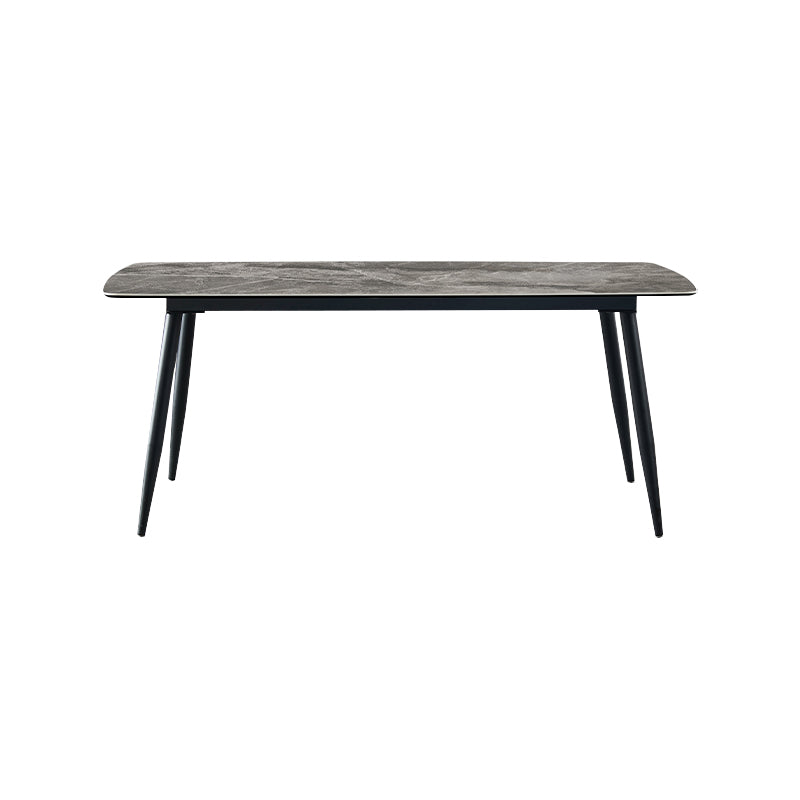 Metal Industrial Rectangle Dining Table Grey Sintered Stone Table with 4 Legs Without Chairs Clearhalo ' dining_table' 'Dining Tables & Seating' 'Dining Tables' 'furn' 'furn_dining_table' 'Furniture' 'furniture_dining_table' 'Kitchen & Dining Furniture' 'kitchen&dining_furn' 'kitchen' 'kitchen_dining_table' 4288479