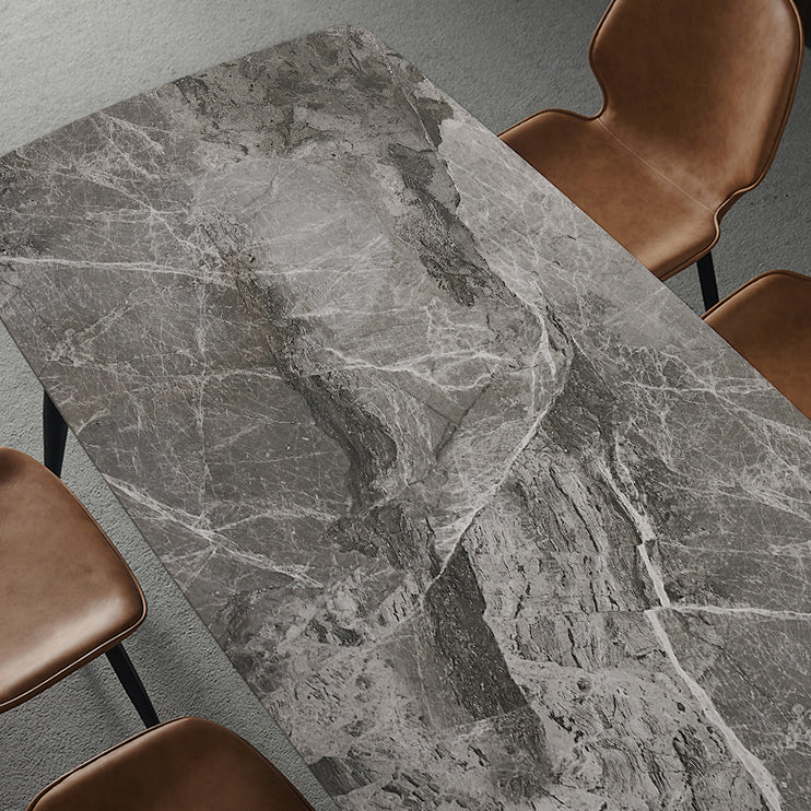 Metal Industrial Rectangle Dining Table Grey Sintered Stone Table with 4 Legs Clearhalo ' dining_table' 'Dining Tables & Seating' 'Dining Tables' 'furn' 'furn_dining_table' 'Furniture' 'furniture_dining_table' 'Kitchen & Dining Furniture' 'kitchen&dining_furn' 'kitchen' 'kitchen_dining_table' 4288480