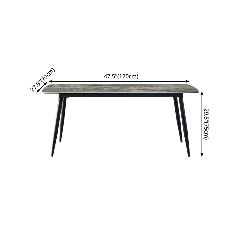 Metal Industrial Rectangle Dining Table Grey Sintered Stone Table with 4 Legs Clearhalo ' dining_table' 'Dining Tables & Seating' 'Dining Tables' 'furn' 'furn_dining_table' 'Furniture' 'furniture_dining_table' 'Kitchen & Dining Furniture' 'kitchen&dining_furn' 'kitchen' 'kitchen_dining_table' 4288484