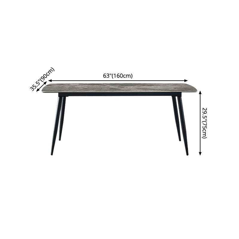Metal Industrial Rectangle Dining Table Grey Sintered Stone Table with 4 Legs Clearhalo ' dining_table' 'Dining Tables & Seating' 'Dining Tables' 'furn' 'furn_dining_table' 'Furniture' 'furniture_dining_table' 'Kitchen & Dining Furniture' 'kitchen&dining_furn' 'kitchen' 'kitchen_dining_table' 4288486