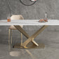 Metal Traditional Luxury Rectangle Table White Sintered Stone Indoor Table for Kitchen Clearhalo ' dining_table' 'Dining Tables & Seating' 'Dining Tables' 'furn' 'furn_dining_table' 'Furniture' 'furniture_dining_table' 'Kitchen & Dining Furniture' 'kitchen&dining_furn' 'kitchen' 'kitchen_dining_table' 4288494
