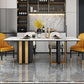 Marble Dining Table for Restaurant Luxury Rectangle Table with Gold Metal Pedestal Clearhalo ' dining_table' 'Dining Tables & Seating' 'Dining Tables' 'furn' 'furn_dining_table' 'Furniture' 'furniture_dining_table' 'Kitchen & Dining Furniture' 'kitchen&dining_furn' 'kitchen' 'kitchen_dining_table' 4288501