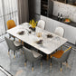 Marble Dining Table for Restaurant Luxury Rectangle Table with Gold Metal Pedestal Clearhalo ' dining_table' 'Dining Tables & Seating' 'Dining Tables' 'furn' 'furn_dining_table' 'Furniture' 'furniture_dining_table' 'Kitchen & Dining Furniture' 'kitchen&dining_furn' 'kitchen' 'kitchen_dining_table' 4288503
