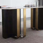 Marble Dining Table for Restaurant Luxury Rectangle Table with Gold Metal Pedestal Clearhalo ' dining_table' 'Dining Tables & Seating' 'Dining Tables' 'furn' 'furn_dining_table' 'Furniture' 'furniture_dining_table' 'Kitchen & Dining Furniture' 'kitchen&dining_furn' 'kitchen' 'kitchen_dining_table' 4288507