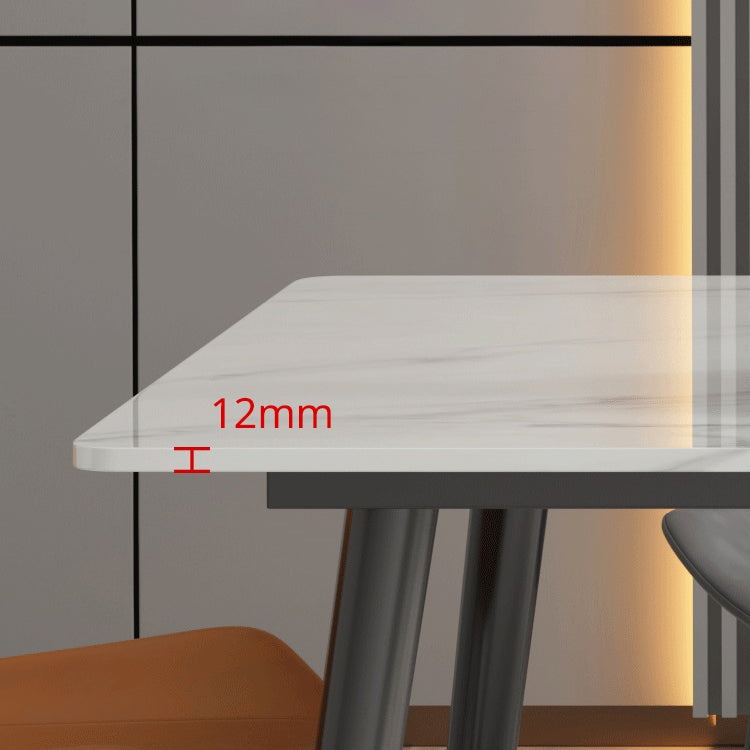 Metal Industrial Rectangle Dining Table Sintered Stone Dining Table with 4 Black Legs Clearhalo ' dining_table' 'Dining Tables & Seating' 'Dining Tables' 'furn' 'furn_dining_table' 'Furniture' 'furniture_dining_table' 'Kitchen & Dining Furniture' 'kitchen&dining_furn' 'kitchen' 'kitchen_dining_table' 4288519