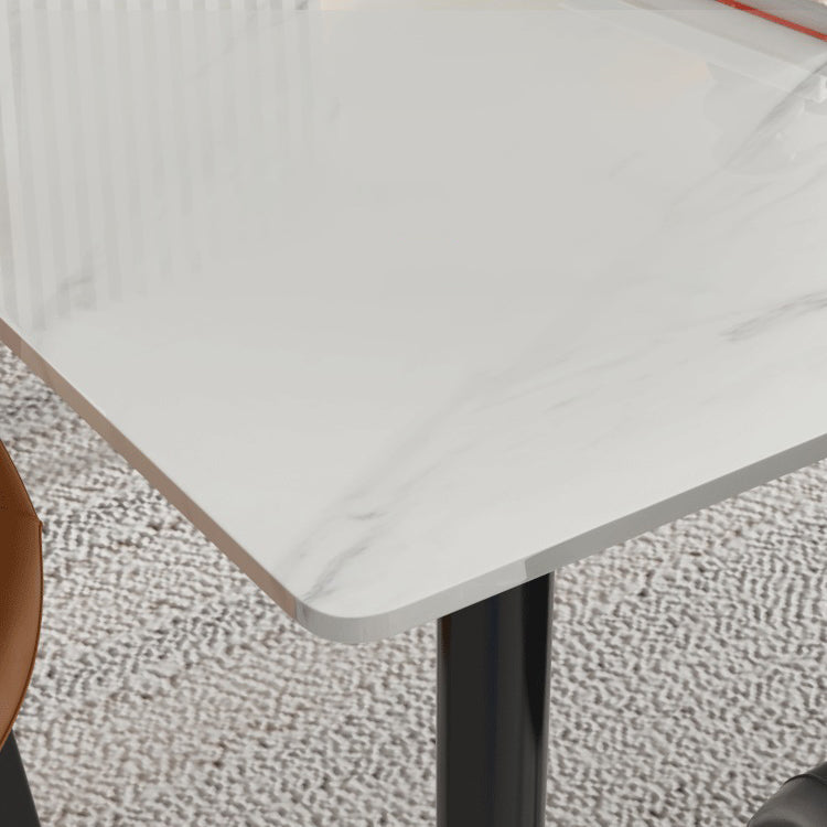 Metal Industrial Rectangle Dining Table Sintered Stone Dining Table with 4 Black Legs Clearhalo ' dining_table' 'Dining Tables & Seating' 'Dining Tables' 'furn' 'furn_dining_table' 'Furniture' 'furniture_dining_table' 'Kitchen & Dining Furniture' 'kitchen&dining_furn' 'kitchen' 'kitchen_dining_table' 4288520