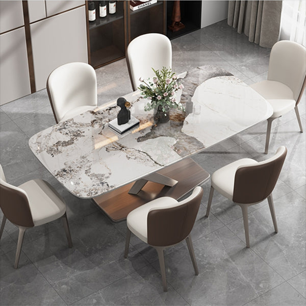 Luxury Sintered Stone Dining Table Rectangle Table with Gold Metal Pedestal Base Clearhalo ' dining_table' 'Dining Tables & Seating' 'Dining Tables' 'furn' 'furn_dining_table' 'Furniture' 'furniture_dining_table' 'Kitchen & Dining Furniture' 'kitchen&dining_furn' 'kitchen' 'kitchen_dining_table' 4288528
