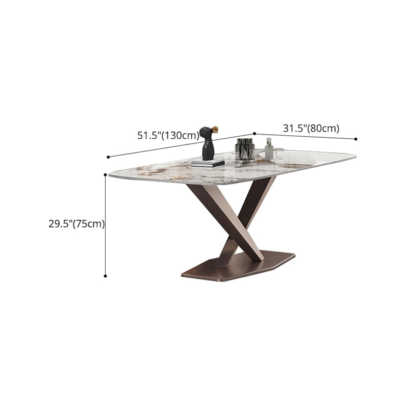 Luxury Sintered Stone Dining Table Rectangle Table with Gold Metal Pedestal Base Clearhalo ' dining_table' 'Dining Tables & Seating' 'Dining Tables' 'furn' 'furn_dining_table' 'Furniture' 'furniture_dining_table' 'Kitchen & Dining Furniture' 'kitchen&dining_furn' 'kitchen' 'kitchen_dining_table' 4288534