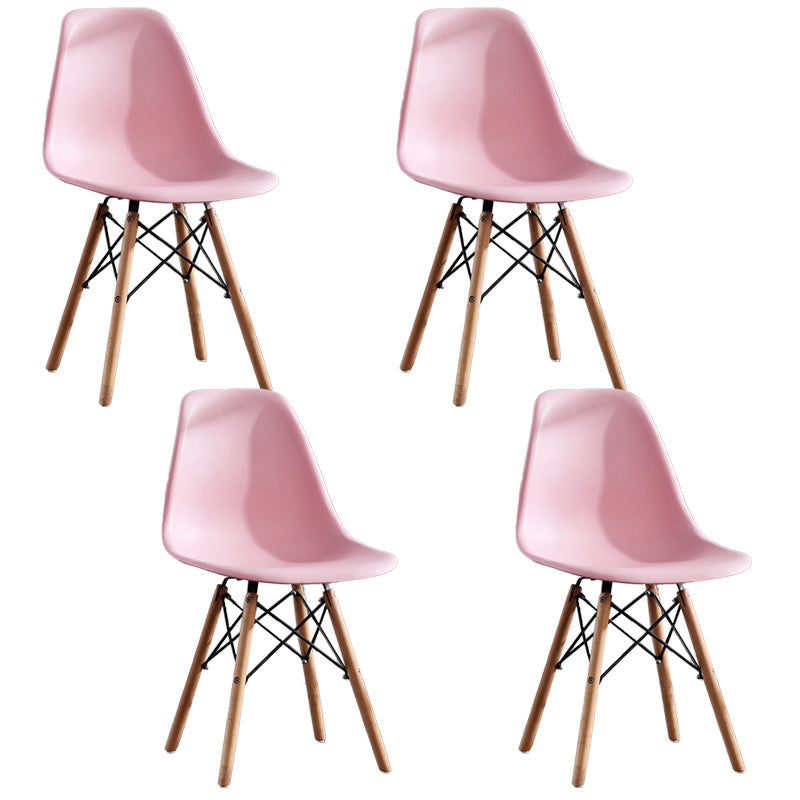 Wood Contemporary Modern Kitchen Dining Side Chair Solid Back Chair Pink Set of 4 Clearhalo ' kitchen&dining_furn' 'Dining Chairs' 'Dining Tables & Seating' 'dining_chair' 'Furniture' 'furniture_dining_chair' 'Kitchen & Dining Furniture' 'kitchen' 4288552