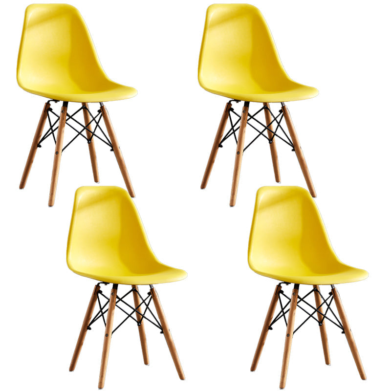 Wood Contemporary Modern Kitchen Dining Side Chair Solid Back Chair Yellow Set of 4 Clearhalo ' kitchen&dining_furn' 'Dining Chairs' 'Dining Tables & Seating' 'dining_chair' 'Furniture' 'furniture_dining_chair' 'Kitchen & Dining Furniture' 'kitchen' 4288554