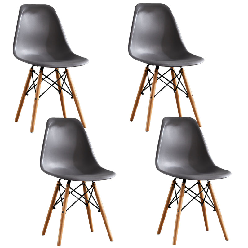 Wood Contemporary Modern Kitchen Dining Side Chair Solid Back Chair Grey Set of 4 Clearhalo ' kitchen&dining_furn' 'Dining Chairs' 'Dining Tables & Seating' 'dining_chair' 'Furniture' 'furniture_dining_chair' 'Kitchen & Dining Furniture' 'kitchen' 4288560